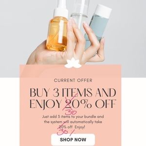 For limited time, 30% off when you buy 3 items.